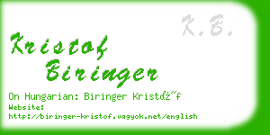 kristof biringer business card